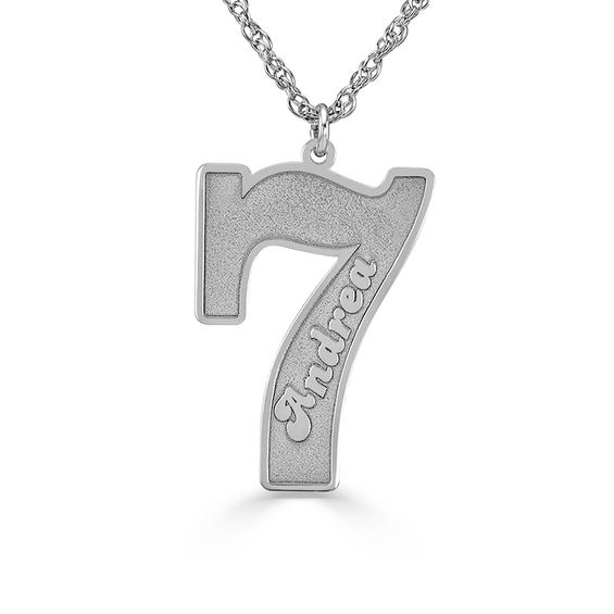 Multi-Finish Name and Number Engravable Pendant (1 Line and Digit)