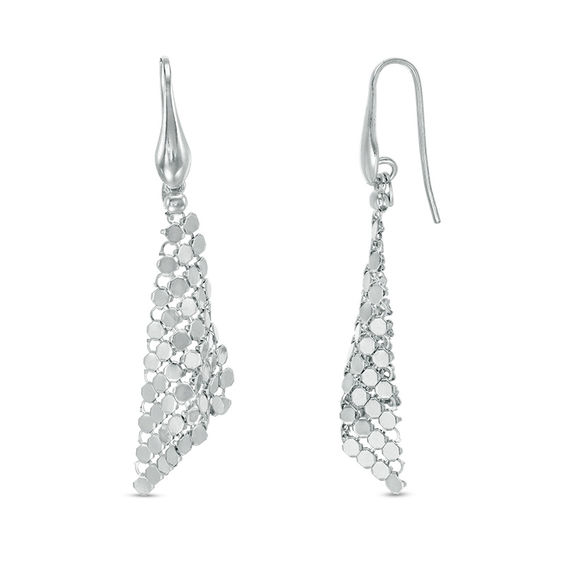 Chainmail-Style Pyramid Dangle Drop Earrings in Sterling Silver