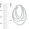 Thumbnail Image 1 of Diamond-Cut Layered Hoop Earrings in Sterling Silver