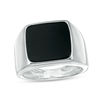 Thumbnail Image 0 of 12.0mm Square-Cut Onyx Signet Ring in Sterling Silver - Size 10