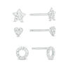 Thumbnail Image 0 of Crystal Star, Heart and Circle Mini Stud Earrings Set in Sterling Silver