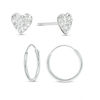 Thumbnail Image 0 of Crystal Heart Studs and Hoop Earrings Set in Sterling Silver