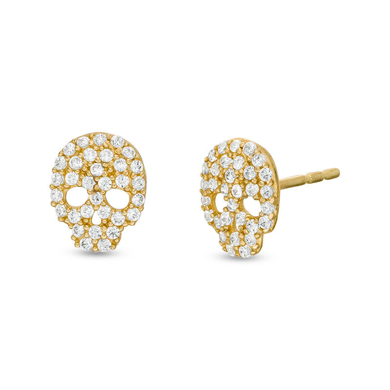 Skull stud on sale earrings gold