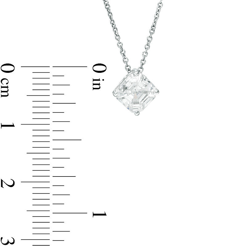 Fancy Square Cubic Zirconia Solitaire Pendant and Stud Earrings Set in Sterling Silver