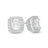 Thumbnail Image 0 of 6mm Fancy Square Cubic Zirconia Frame Stud Earrings in Solid Sterling Silver