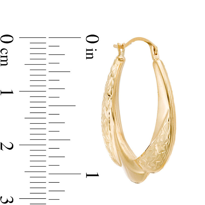 Multi-Finish Swirl Oval Hoop Earrings in 10K Gold
