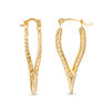 Thumbnail Image 1 of Twisted &quot;V&quot; Hoop Earrings in 10K Gold