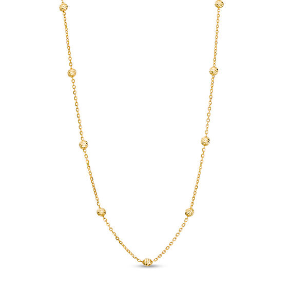 Diamond-Cut Bead Station Necklace in 10K Gold - 18"