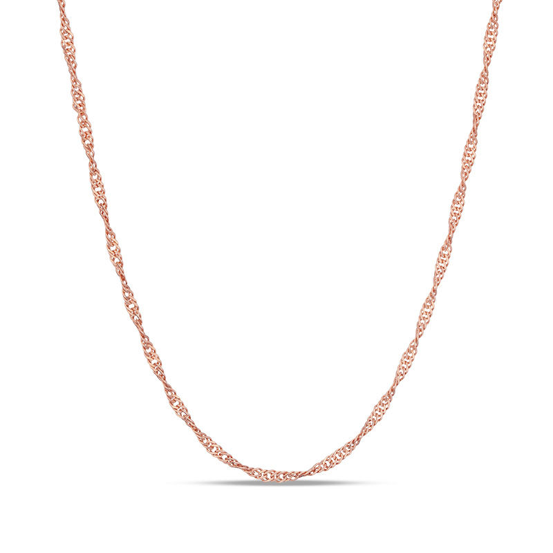 Child's 030 Gauge Singapore Chain Necklace in 14K Rose Gold - 13"