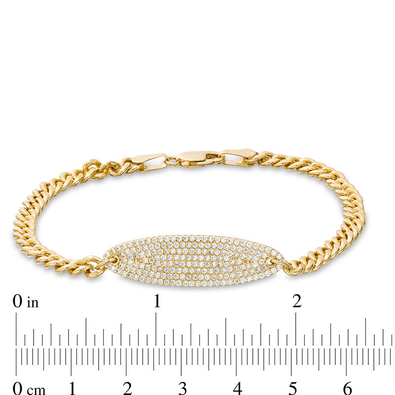 Main Image 2 of Cubic Zirconia Oval ID Bracelet in 10K Gold - 7.25&quot;