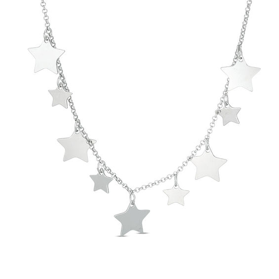 Star Dangle Necklace in Sterling Silver - 19"