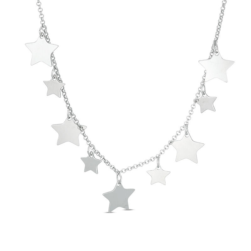 Star Dangle Necklace in Sterling Silver - 19"