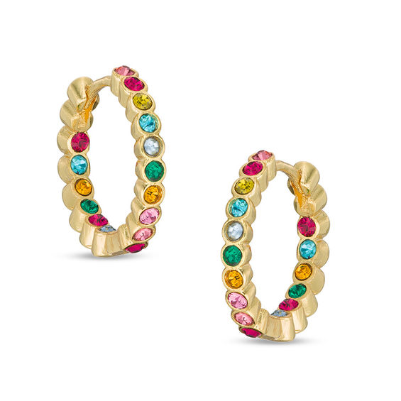 Child's Multi-Color Inside-Out Hoop Earrings in Solid Brass with 18K Gold Plate