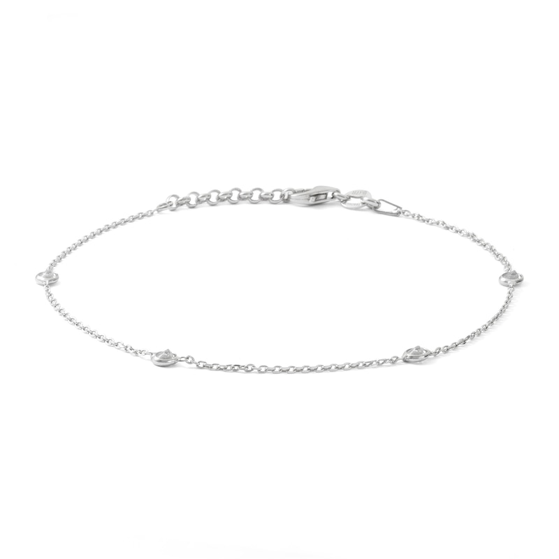 Made in Italy Cubic Zirconia Station Anklet in Solid Sterling Silver ...