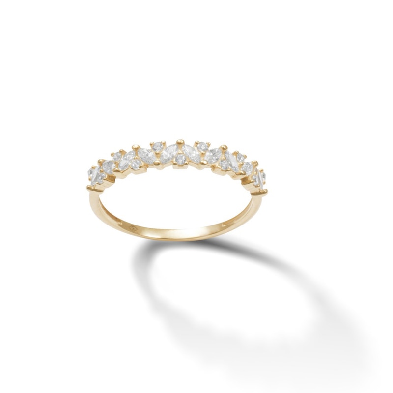 Main Image 1 of Marquise and Round Cubic Zirconia Zig-Zag Ring in 10K Gold - Size 7