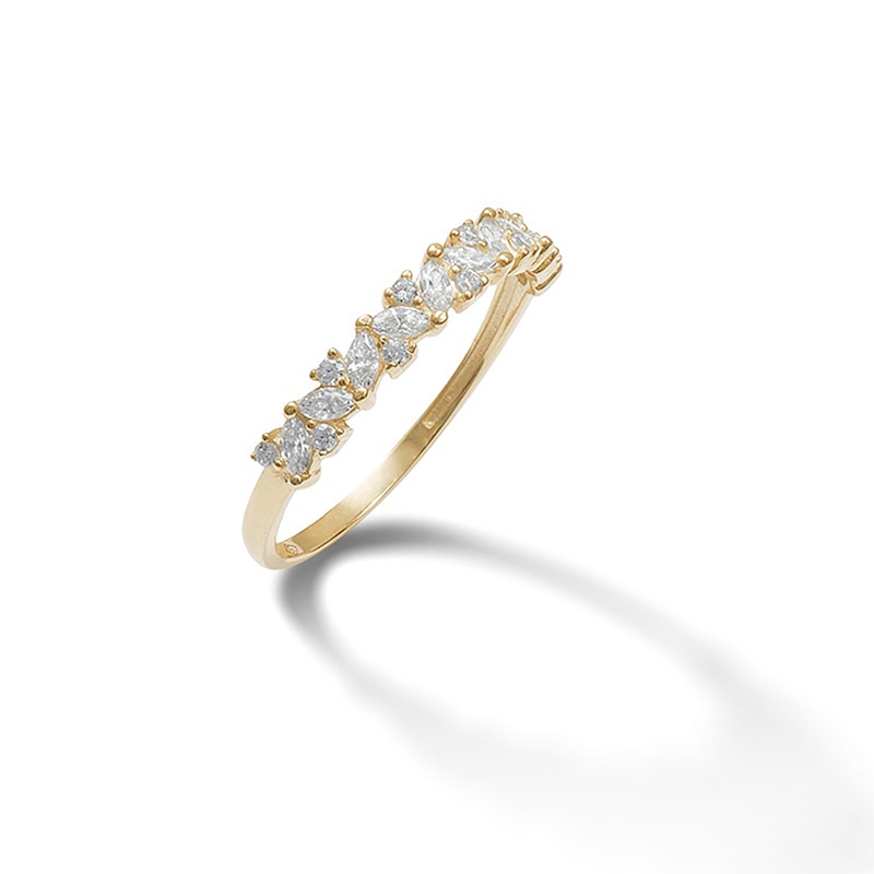 Main Image 3 of Marquise and Round Cubic Zirconia Zig-Zag Ring in 10K Gold - Size 7