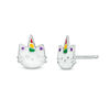 Thumbnail Image 0 of Child's Multi-Color Enamel Unicorn Cat Stud Earrings in Sterling Silver