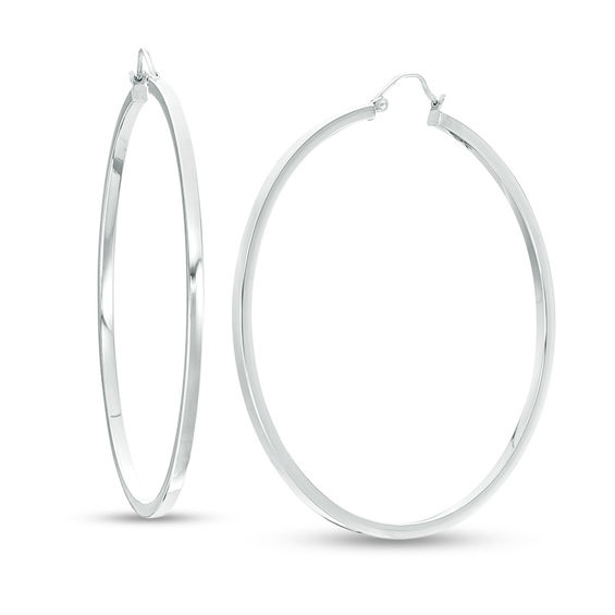 55mm Square Tube Hoop Earrings in Sterling Silver