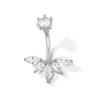 Thumbnail Image 1 of Solid Stainless Steel CZ Five Stone Beaded Arc Belly Button Ring - 14G