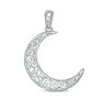 Thumbnail Image 1 of Filigree Crescent Moon Necklace Charm in Sterling Silver