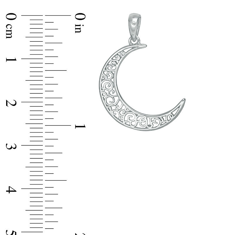 Main Image 2 of Filigree Crescent Moon Necklace Charm in Sterling Silver