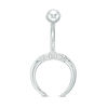 Thumbnail Image 0 of 014 gauge Cubic Zirconia Trio Crescent Moon Belly Button Ring in Stainless Steel