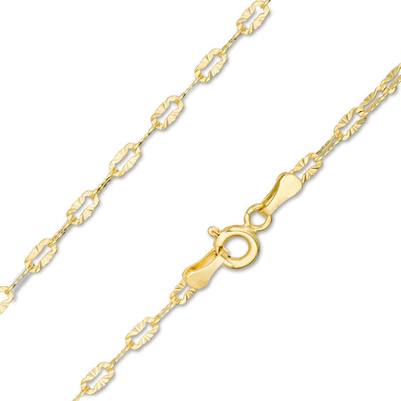 040 Gauge Diamond-Cut and Hammered Oval Cable Chain Necklace in 10K Gold - 18"