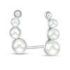 Thumbnail Image 1 of 2 - 5mm Simulated Pearl Graduated Curve Crawler Earrings in Sterling Silver