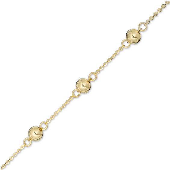 Polished Bead Station Bracelet in 10K Gold - 7.5