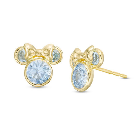 Child's Light Cubic Zirconia ©Disney Minnie Mouse Stud Earrings in 10K Gold