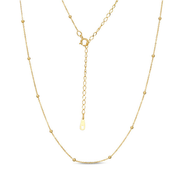 020 Gauge Bead Chain Necklace in 10K Gold - 24"