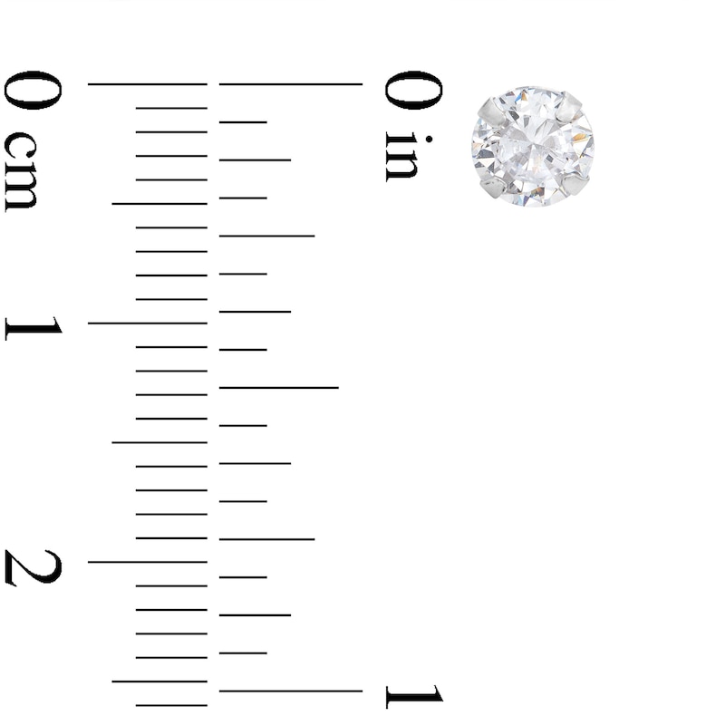 Main Image 6 of 5mm Cubic Zirconia Solitaire, Shadow Heart and Ball Stud Earrings Set in Solid Sterling Silver