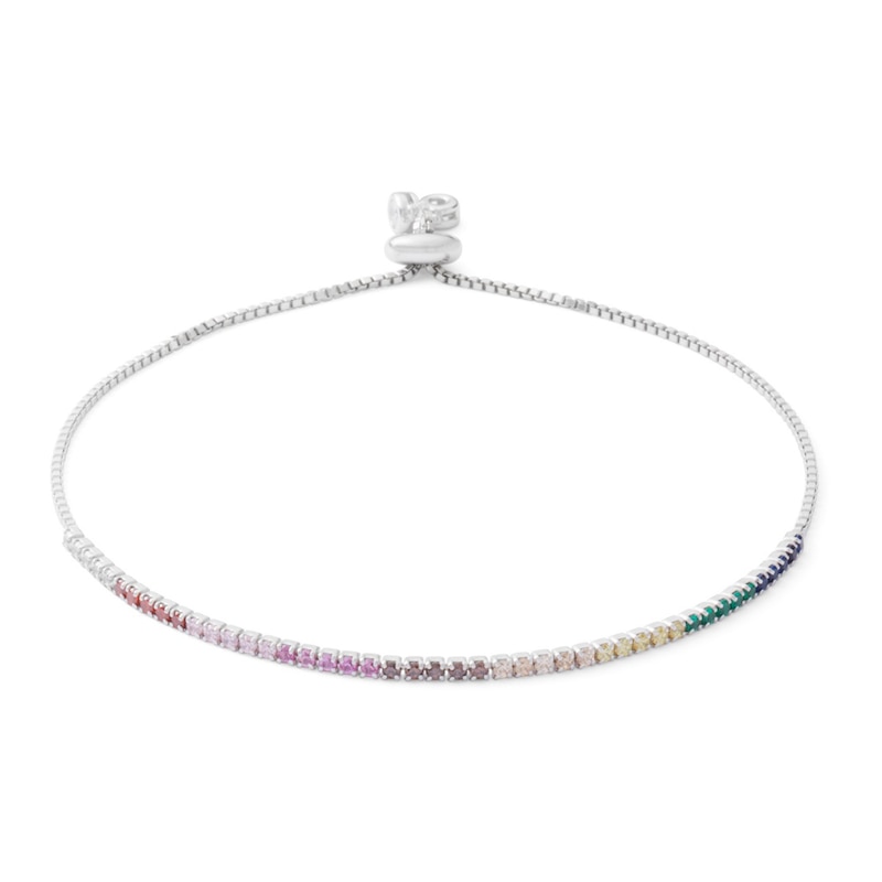 Main Image 1 of Multi-Color Cubic Zirconia Bolo Bracelet in Sterling Silver - 9.5&quot;