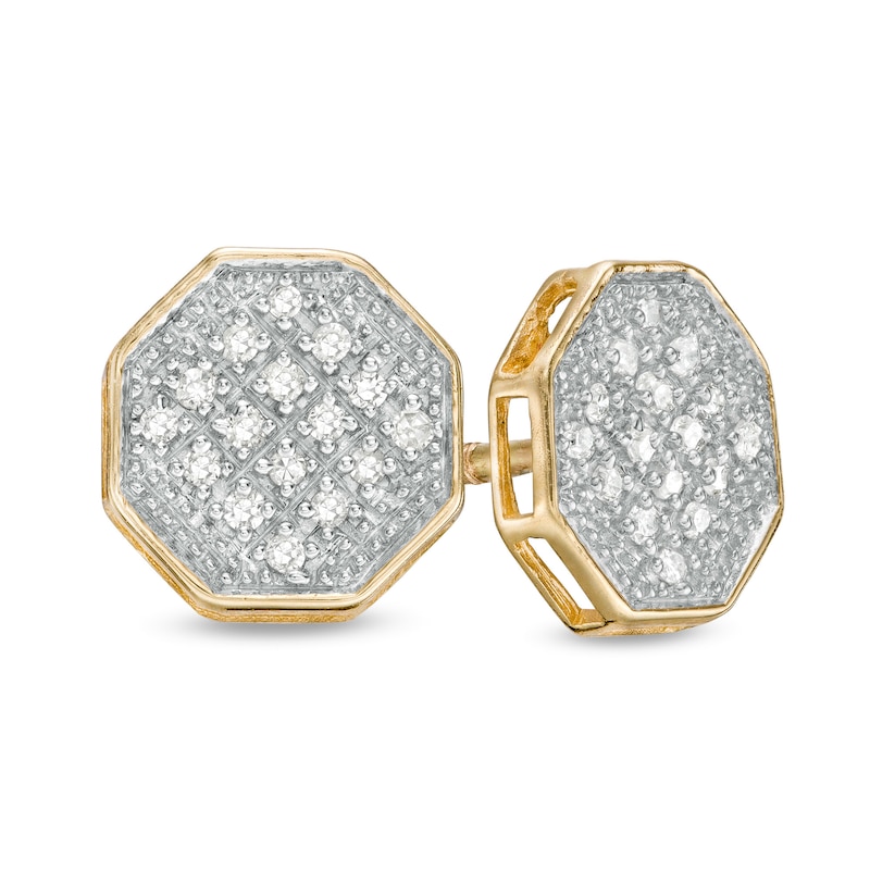 1/10 CT. T.W. Composite Diamond Beaded Octagon Stud Earrings in 10K Gold