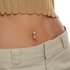 Thumbnail Image 3 of 10K Solid Gold CZ Pear-Shaped and Round Teardrop Frame Dangle Top Down Belly Button Ring - 14G