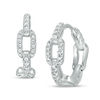 Thumbnail Image 0 of Cubic Zirconia Chain Link Huggie Hoop Earrings in Sterling Silver