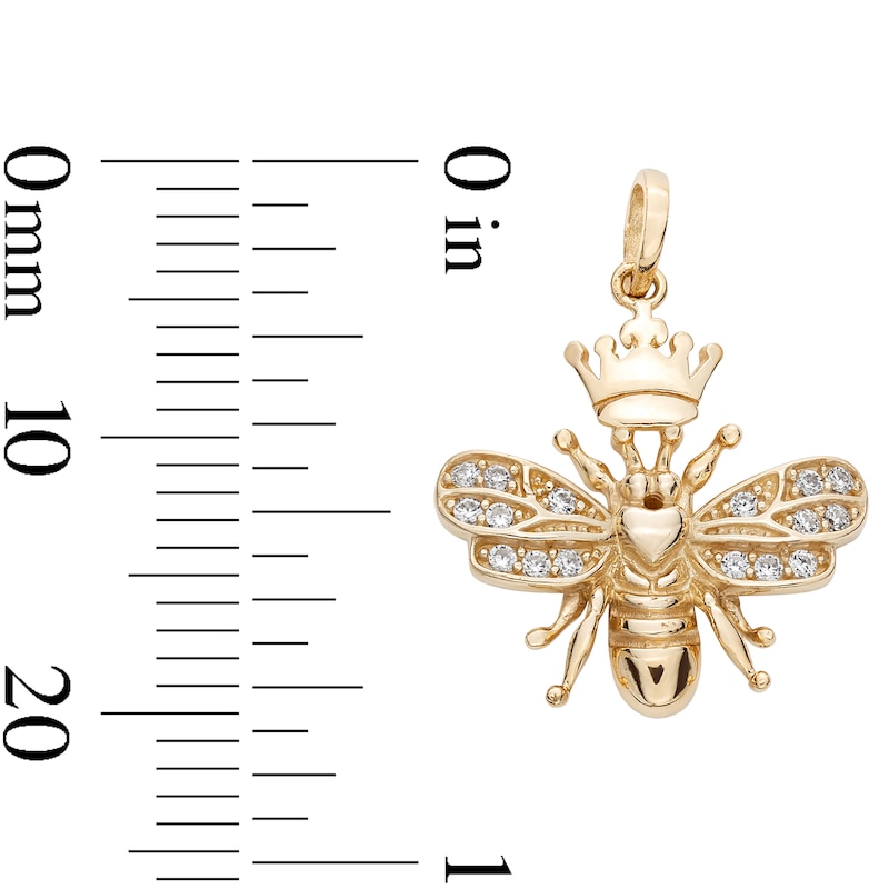 Main Image 4 of Cubic Zirconia Bumblebee with Crown Necklace Charm in 10K Solid Gold