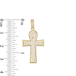 Cubic Zirconia Ankh Cross Necklace Charm in 10K Gold | Banter