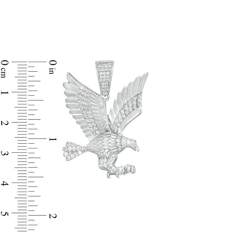 Main Image 2 of Cubic Zirconia Diamond-Cut Landing Eagle Necklace Charm in Solid Sterling Silver