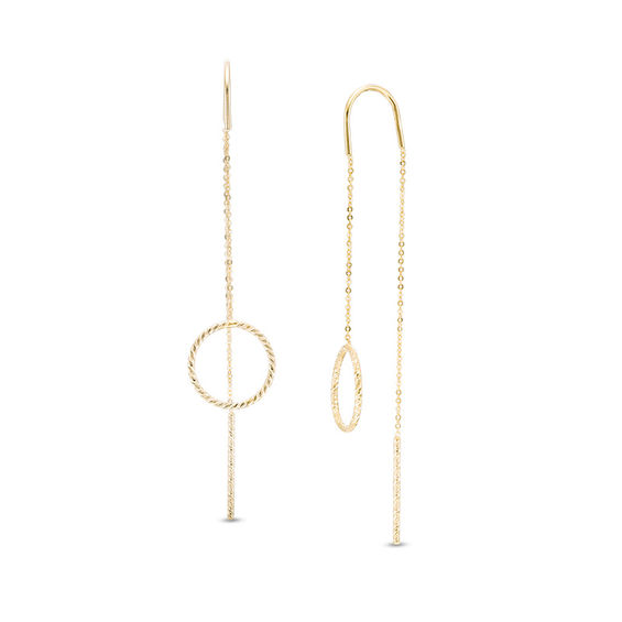 Gold Plated Hanging Earrings with Double Circle | Juulry.com