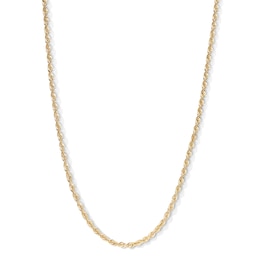 Made in Italy 060 Gauge Rope Chain Necklace in 14K Hollow Gold - 24&quot;