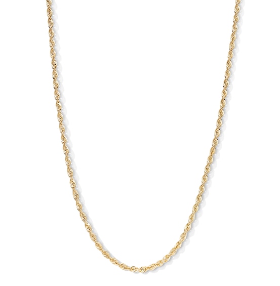 Made in Italy 060 Gauge Rope Chain Necklace in 14K Hollow Gold - 24"