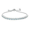 Thumbnail Image 0 of Simulated Turquoise and Cubic Zirconia Frame Bolo Bracelet in Sterling Silver - 10"