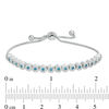 Thumbnail Image 1 of Simulated Turquoise and Cubic Zirconia Frame Bolo Bracelet in Sterling Silver - 10"