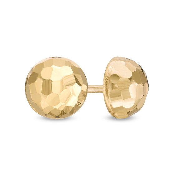7mm Diamond-Cut Button Stud Earring in 10K Gold
