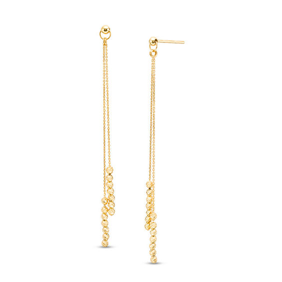 Diamond-Cut Beaded Double Chain Drop Earrings in 10K Gold