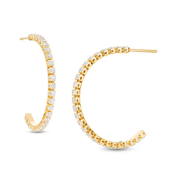 Cubic Zirconia Half-Hoop Earrings in 10K Gold