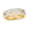 Thumbnail Image 0 of Cubic Zirconia Triple Row Wave Ring in 10K Gold - Size 7