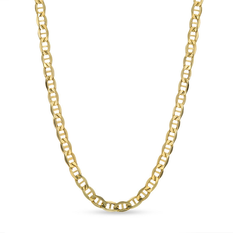 Main Image 1 of 10K Hollow Gold Mariner Chain Made in Italy - 24&quot;