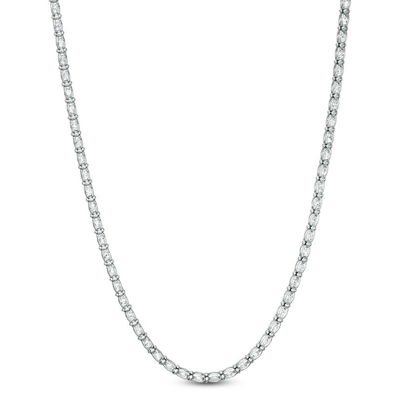 Cubic Zirconia Chain Necklace in Sterling Silver